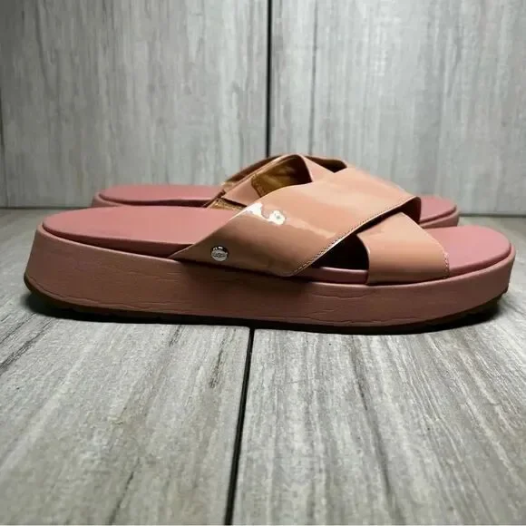 UGG Emily Pink Cross Strap Strappy Sandal Patent Leather 1107896 Womens Size 10 - Picture 2 of 8